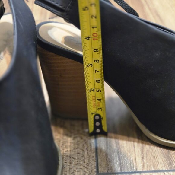 637. Qupid Black Open Toe Wedge Heeled Sandal Shoe Size 6 - Picture 3 of 8